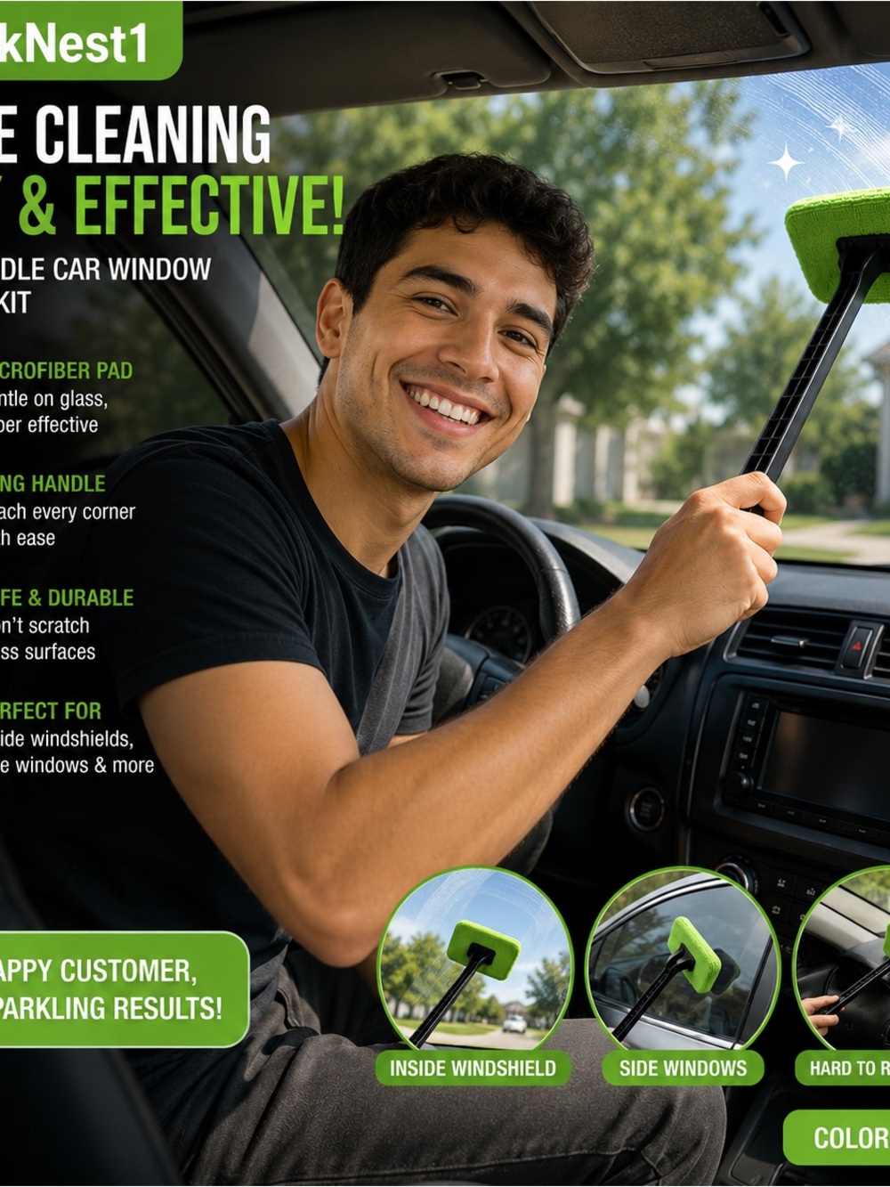 NEST Fragrances Green Microfiber Car Window Cleaning Tool